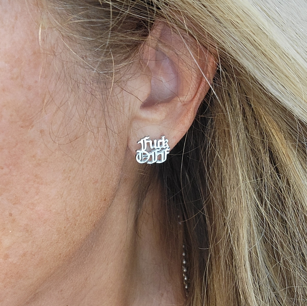 F OFF Statement Earrings, Choice Of Color - Picture 3 of 6